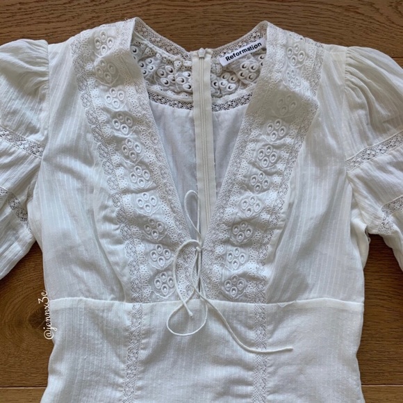 Sold Reformation Cecille Dress || Cream - Picture 9 of 16